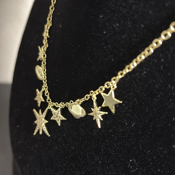 Hespera Dainty Northern Star Orb Charm Gold Tone Necklace Rhinestone - Picture 4 of 9